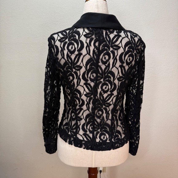 I.N.C. Sheer Black Lace Romantic Feminine Goth Blazer Jacket Women Medium - Picture 6 of 15